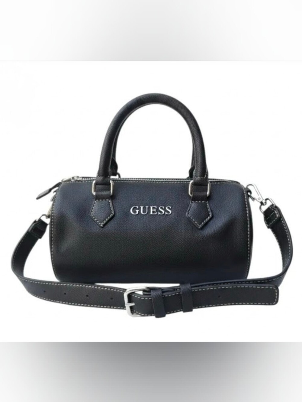GUESS Black Barrel Bag Satchel with Detachable Crossbody Strap